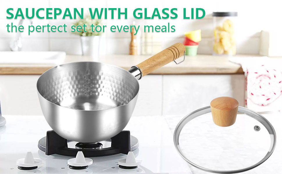 Traditional Japanese Yukihira Saucepan, Nonstick Stainless Steel