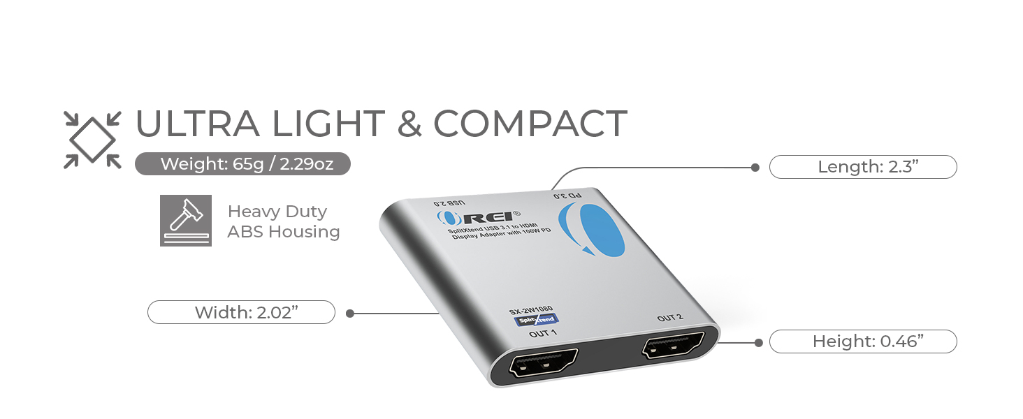 Orei SplitExtend HDMI Splitter Extended Display for Windows Only Dual ...