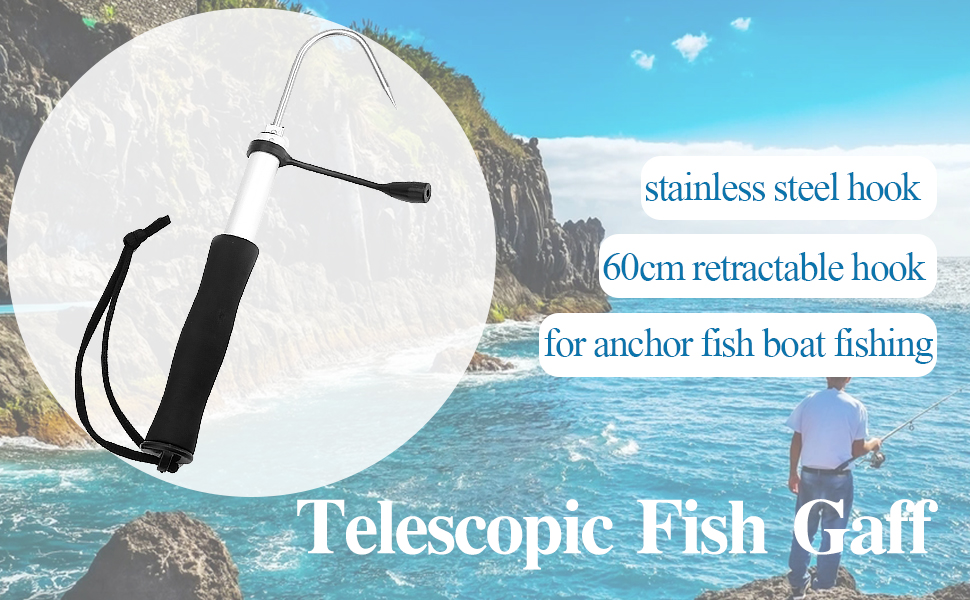 Acogedor Retractable Fishing Hand Gaff Stainless Steel Sharp Hook Saltwater Fishing Gear Hook