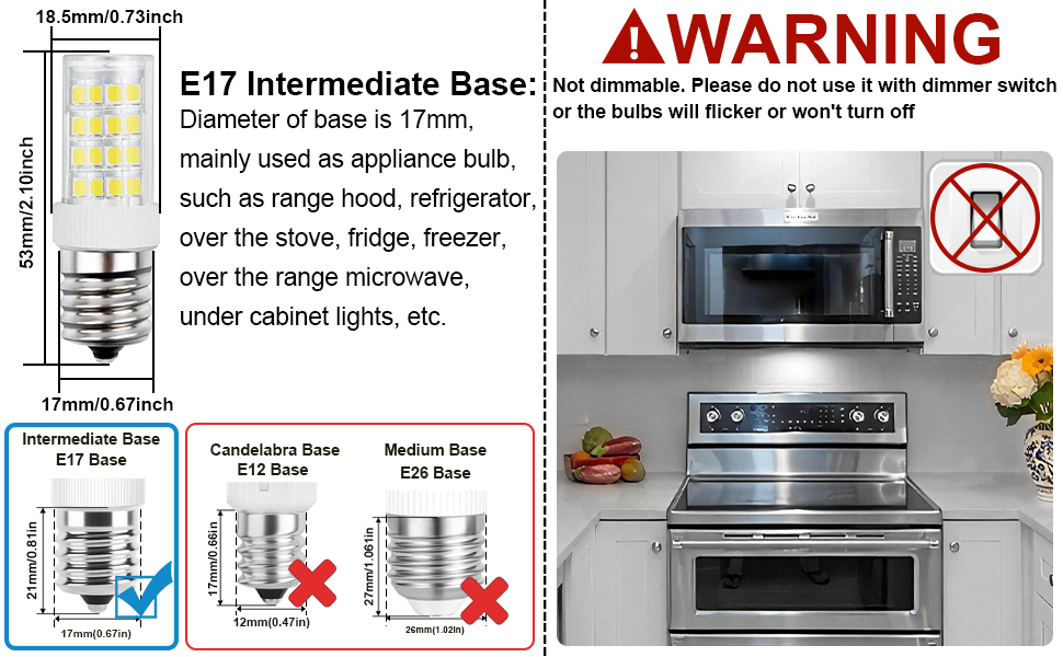 LED Microwave Appliance Light Bulb for Refrigerator Range