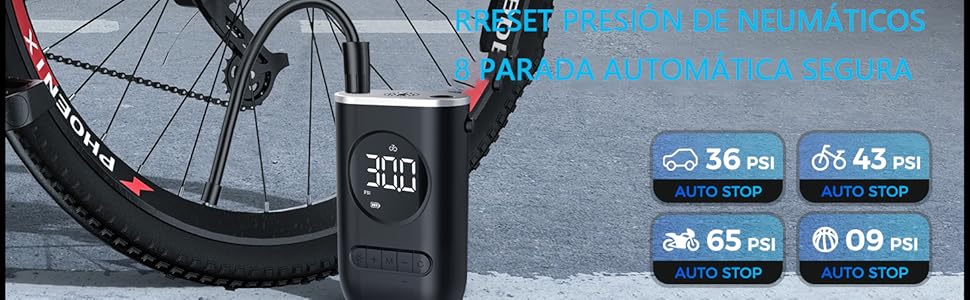 UZELIA Inflador de Llantas Portátil, 150 PSI Compresor de Aire Portatil, con Batería