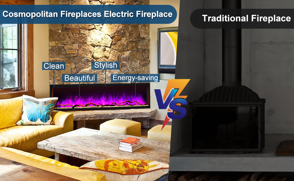 Cosmopolitan Fireplaces Phoenix Univue Series 96 inch Built