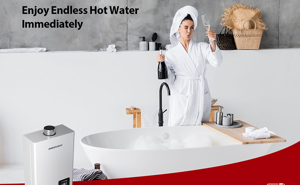Propane Gas Tankless Water Heater MIZUDO 3.6 GPM, 80,000 BTU Indoor