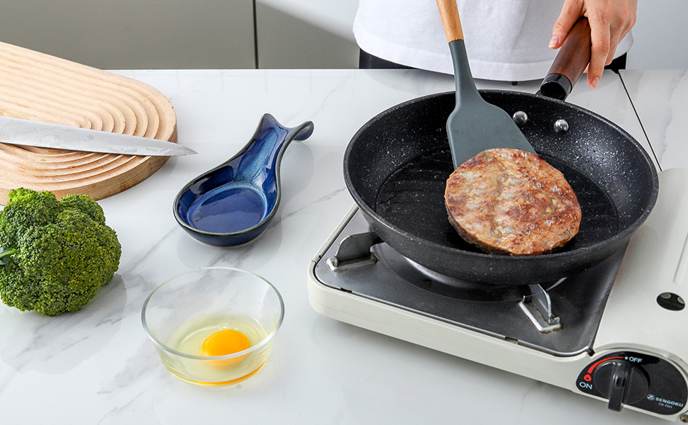 KQRIV Porcelain Spoon Rest for Stove Top Extra Large Blue