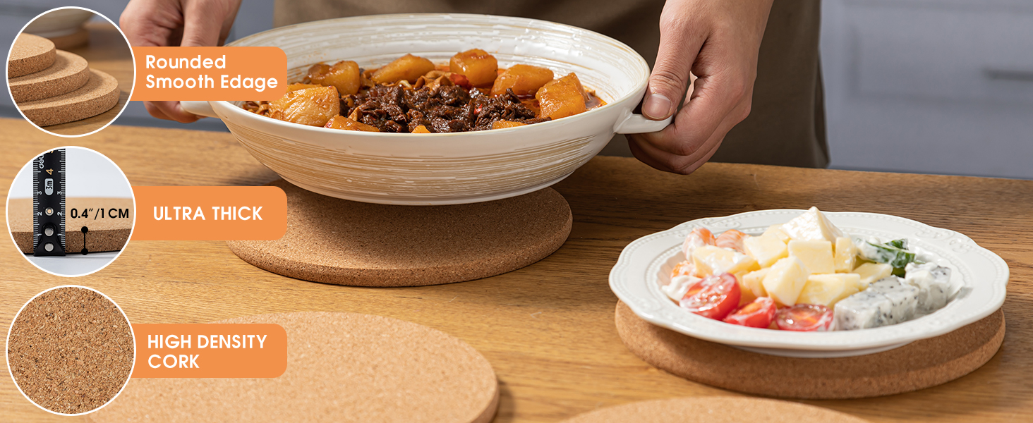 FirstGift Cork Trivet 6 Pack High Density Cork Trivet Set