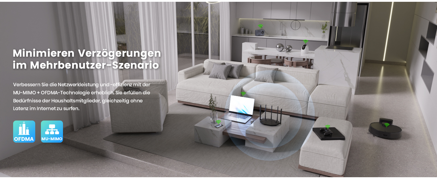 Tenda RX2 Pro WiFi 6 WLAN Router GigabitLAN/WANPort, Kindersicherung