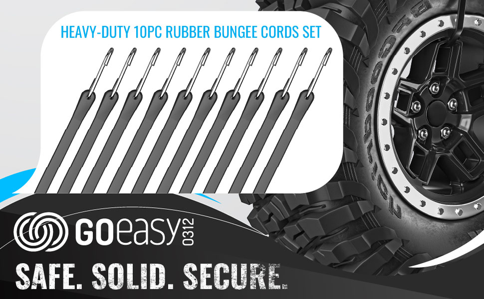 Heavy-Duty 10 pc rubber bungee cords