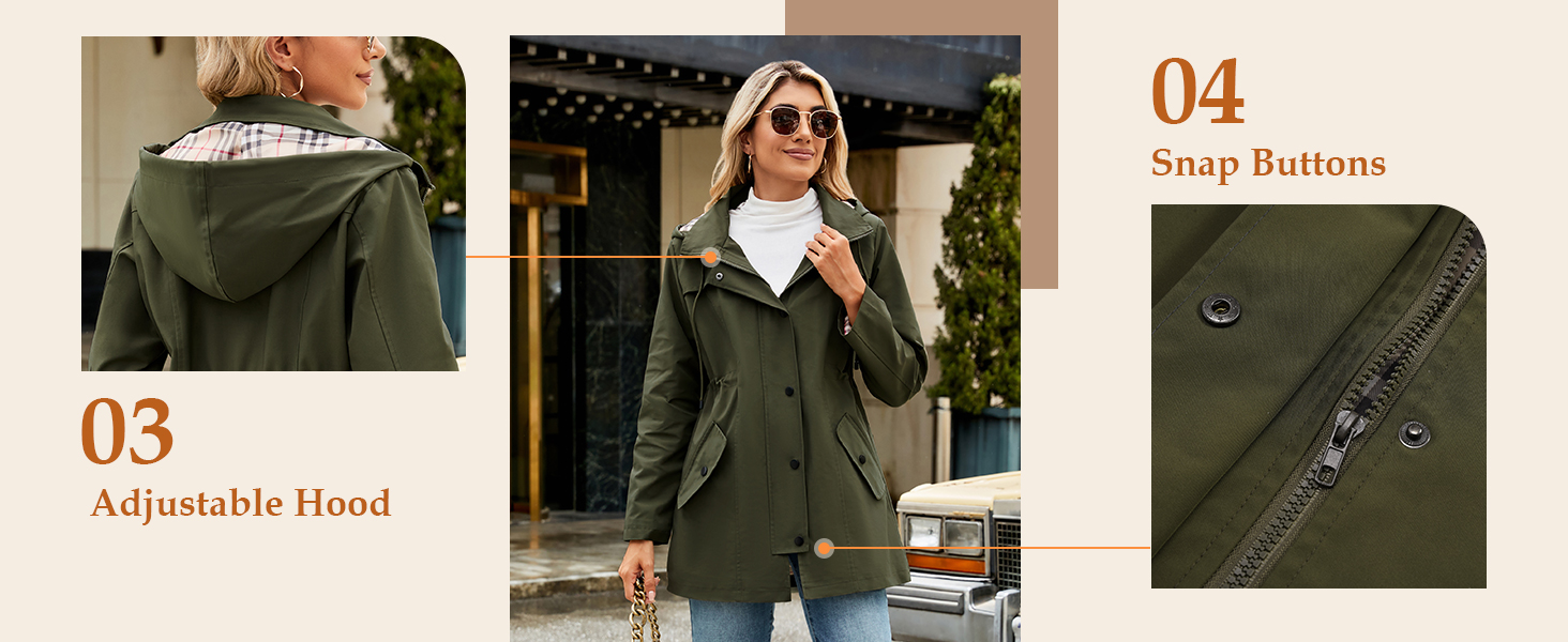 womens waterproof rain jacket hooded for women raincoat jackets breathable windbreaker