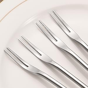 8.7"/22cm Stainless Steel 2-Tines Fruit Dessert Fork,Pickle Salad Ice Cream Fork