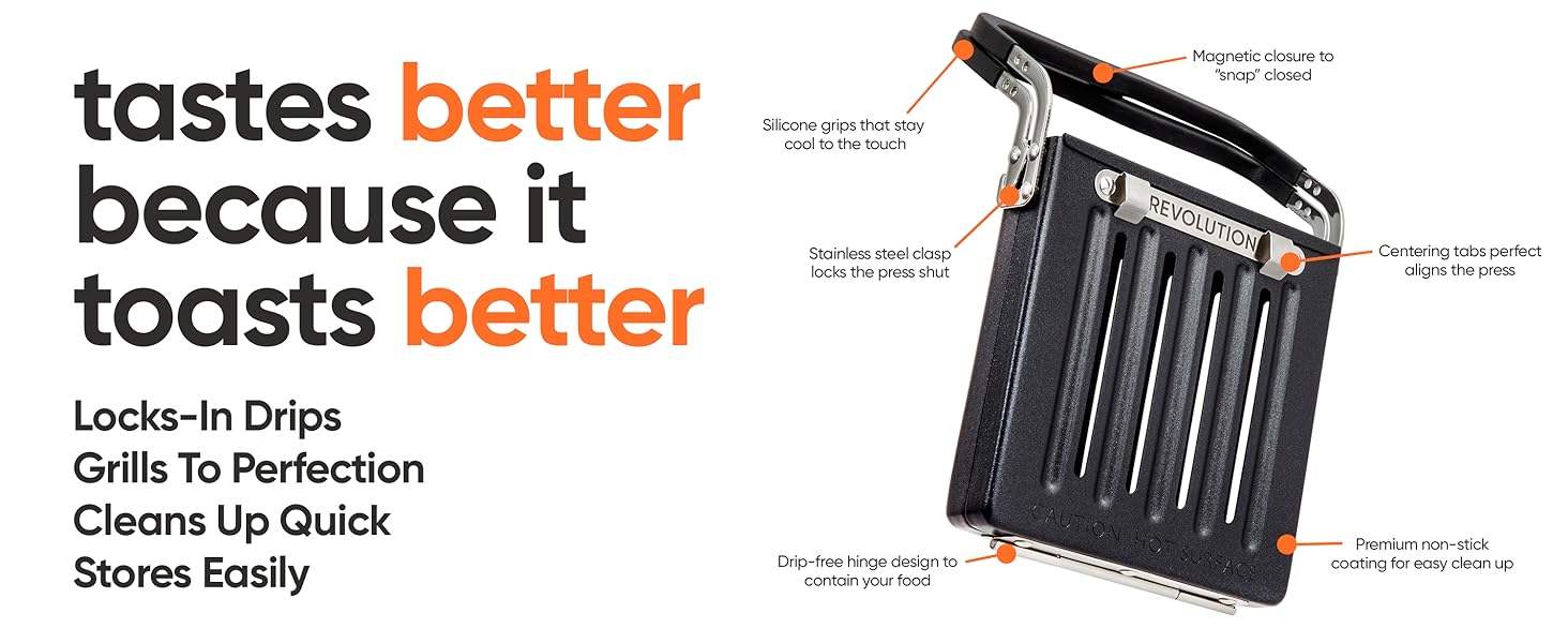 Revolution Toastie Press™ Create perfectly toasted sandwiches and quesadillas (aka
