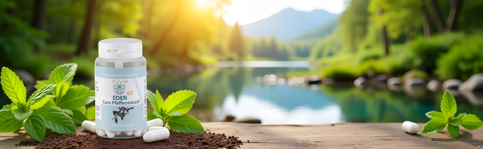 Natürliche Umgebung mit Wasserflaschen zwischen grünen Blättern und Wasserhintergrund, die das Produkt im Umweltkontext zeigen.