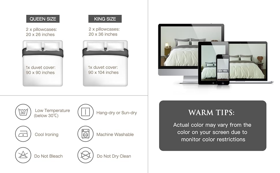 YuHeGuoJi Grey White Duvet Cover Queen 100 Long Staple