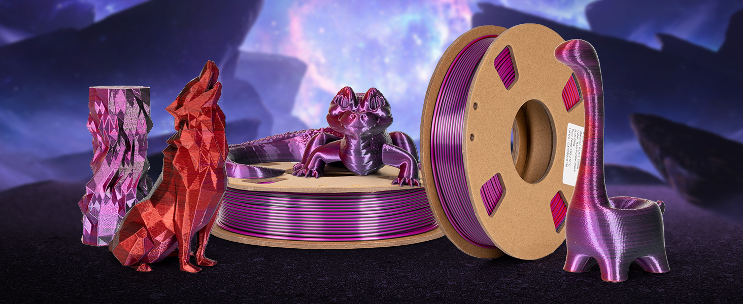 Silk PLA Filament 1.75mm Tri Color Filament Set, TRONXY 3D