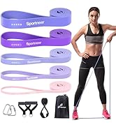 Resistance Bands Workout Set: 5 Levels Pull Up Assist Bands 5-130lb with Handles & Door Anchor