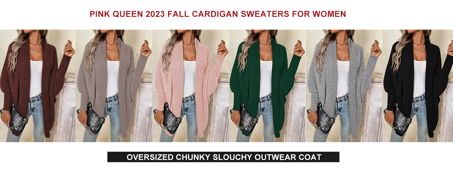Pink Queen 2023 Fall Cardigan Sweaters for Women Oversized Chunky Slouchy Outwear Coat