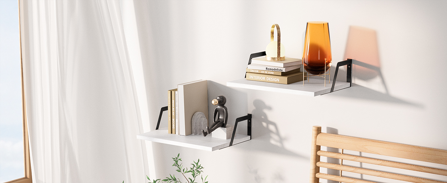 SRIWATANA Floating Shelves Wall Mounted Set of 2 Rustic Wood Shelves