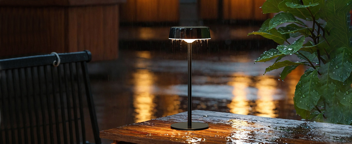 INTELIVE Outdoor Solar Waterproof Table Lamp for Patio, Small Cordless