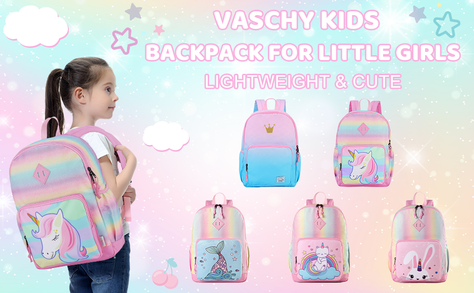 Unicorn Backpack for Little Girls,VASCHY Cute Rainbow Glitter
