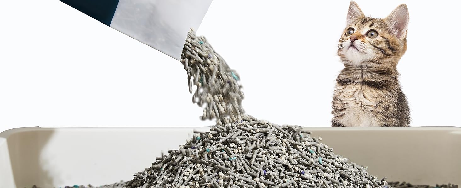 Vealind Clumping Cat Litter, Mixed Cat Litter 5 in 1 DustFree Flushable Odor Free