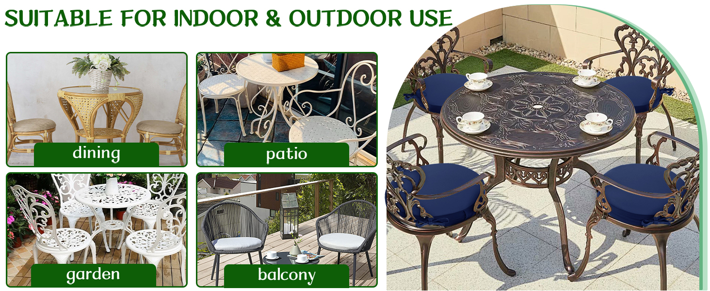 Outdoor Chair Cushions Round Seat Cushion Pads with Removable Cover for Garden Lawn