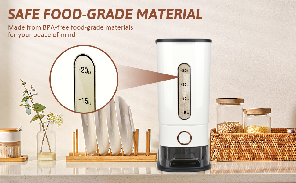 QLoztyse Rice Storage Container 25 lbs Rices Dispenser