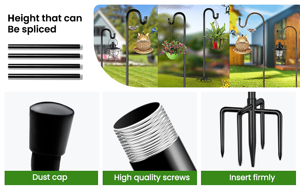 Shepherd Hooks,2 Packs 63inch Bird Feeder Pole Stands with 5 Prong Base