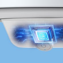 Imagen de tres paneles que muestra una interfaz o pantalla con tecnología teñida de azul, posiblemente una interfaz de dispositivo inteligente o sistema de vehículo con elementos brillantes.