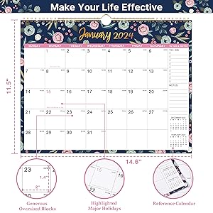 Amazon.com: 2024 Calendar - Wall Calendar 2024, 12 Monthly