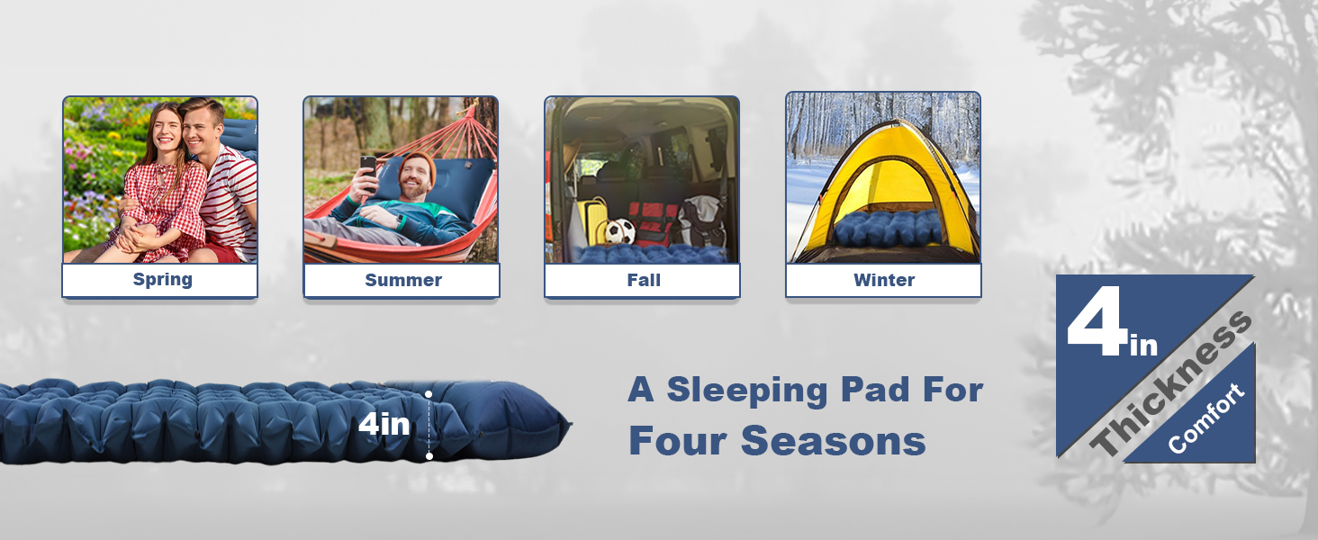 inflatable camping pad with pillow winter insulated sleeping pad tent mattress for camping hiking