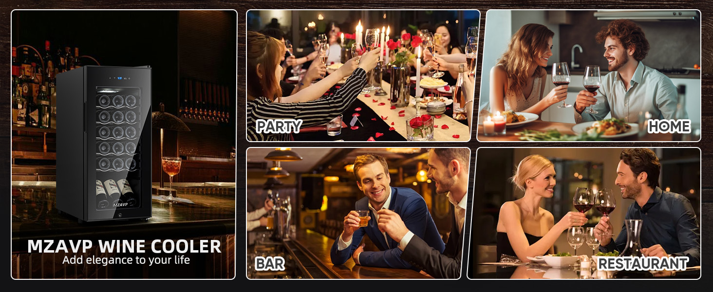 Mini Wine Fridge-Black, 18 Bottles Low Noise Compressor Wine Cooler, Freestanding Wine Cellar with Glass Door and Digital Temperature Control, 14 Inch Wine Refrigerator for Bar, Home & Office 28 1464*600