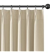 ChrisDowa Natural Full Blackout Curtains Pinch Pleated Curtains with Rings and Hooks Cream Colore...