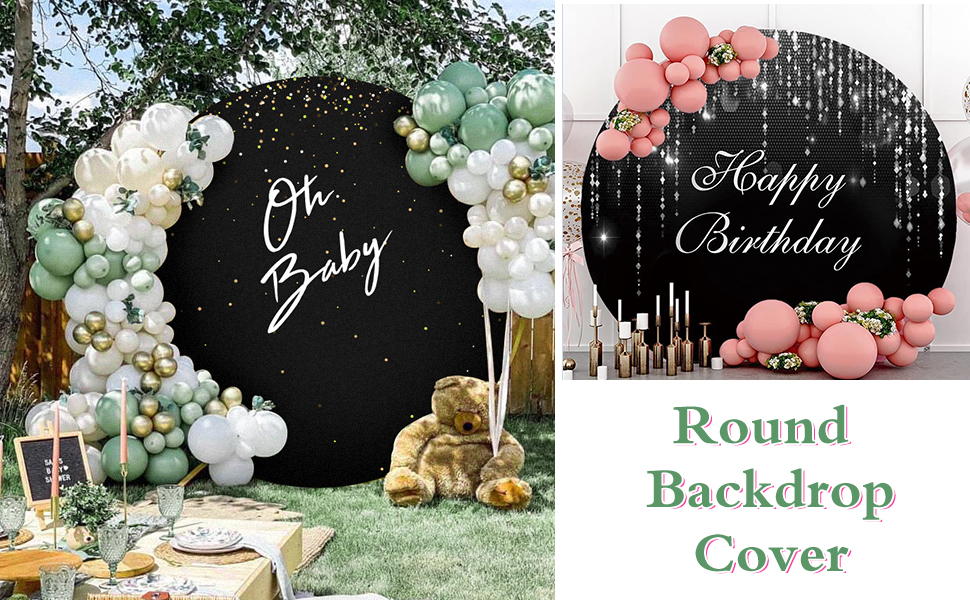7.2ft Black Round Backdrop Cover Suitable for 7ft/7.2ft