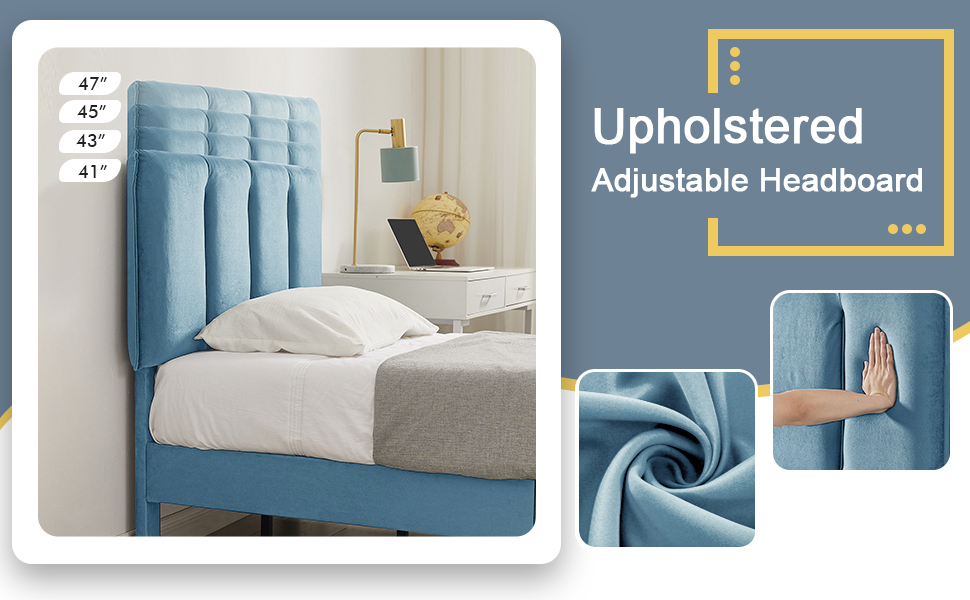 VECELO Twin Bed Frame with Upholstered Headboard, Heavy