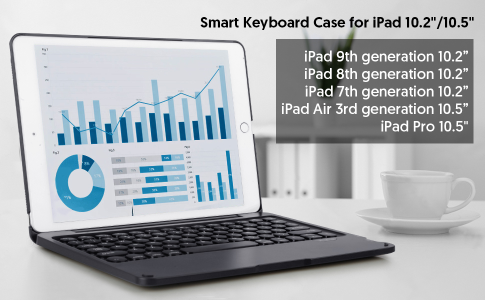 LAVOTECH Bluetooth Keyboard Case 10.2" 10.5" for iPad 9th