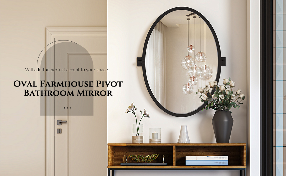 NXHOME 27.6X 19.7 inch Black Bathroom Pivot Mirror for Wall