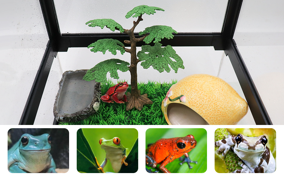 Tree Frog Terrarium Accessories, Plastic Simulation Tree Decoration for Tank