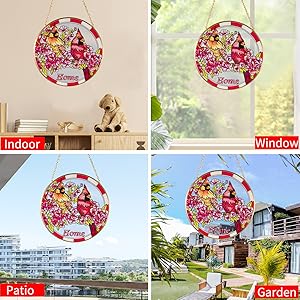 Opohaome Cardinal Suncatcher Stained Glass Window Hangings f... 5 Cardinal Stained Glass Window Hangings Suncatcher Red Birds Sun Catchers