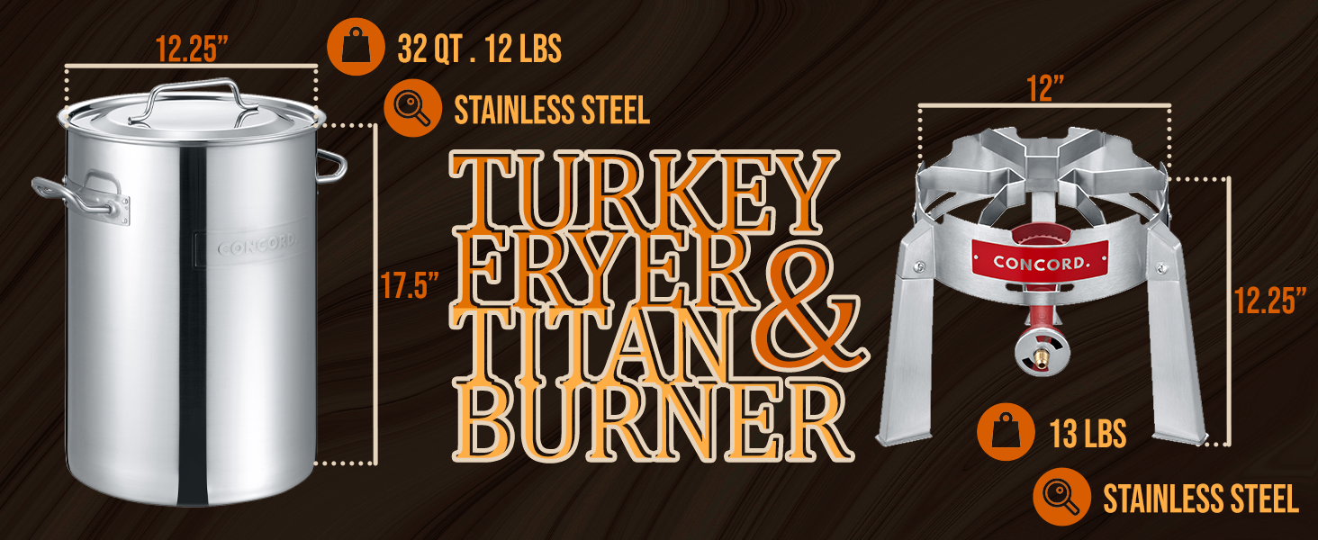 CONCORD Heavy Duty Stainless Steel Deluxe Turkey Fryer Kit