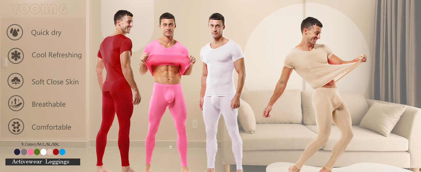 Mens Long Activewear Leggings Solid Casual Training Tights Workout Yoga Pants