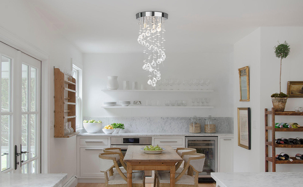 f661026RA52サロペット LLL CRYSTOP 3-Lights Spairal Crystal Chandelier,Modern Raindrop