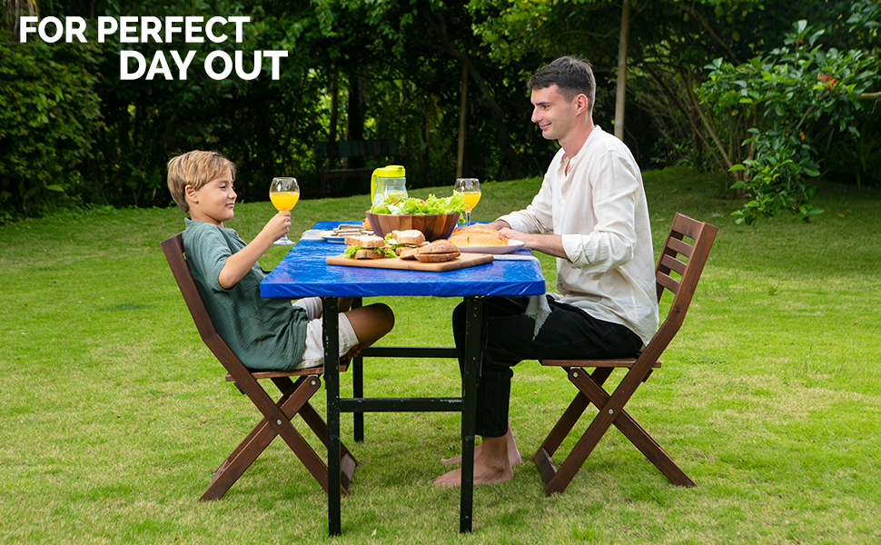 LINPRO 5Pk Plastic Table Cloths Disposable for Parties 8ft