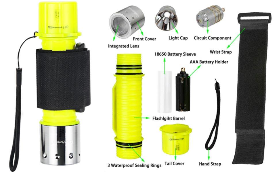 Garberiel 2 Pack Scuba Diving Flashlight Super Bright Dive Light 3