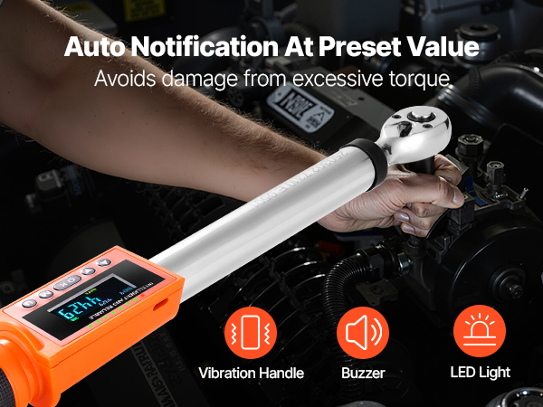 VEVOR Digital Torque Wrench 3/8 1/2 Inch Drive, 0-44.25FT.LB