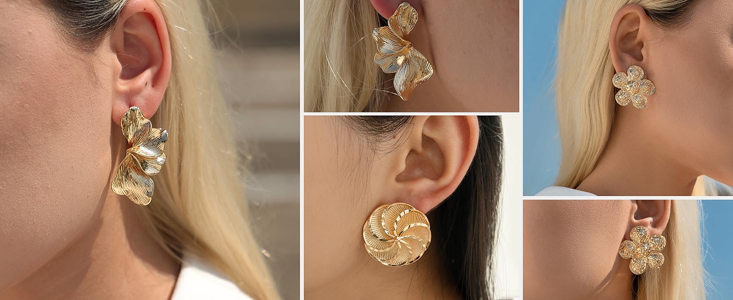 gold statement earrings