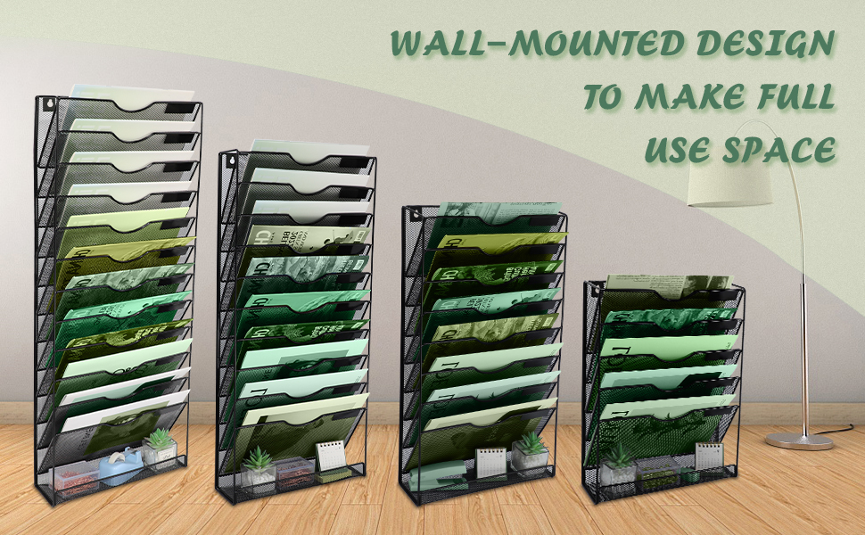Amazon.com : PLSOPPKG 13 Tier Mesh Hanging File Organizer Vertical Wall ...