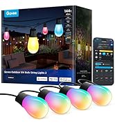 Govee Outdoor S14 Bulb String Lights 2, 144ft Smart RGBIC Warm White Patio Lights with 45 LED Bul...