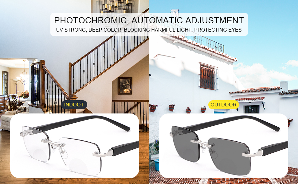 YIMI Photochromic Bifocal Reading Glasses Blue Light