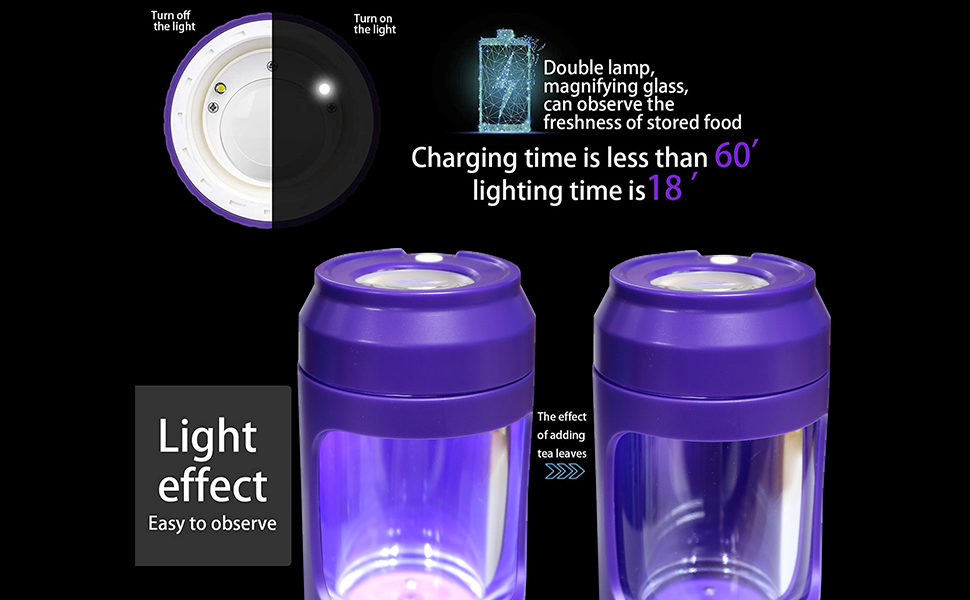 LED Magnifying Jar with Grinder for Herbs, Light up Storage