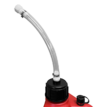 14" clear hose threaded onto utility jug cap