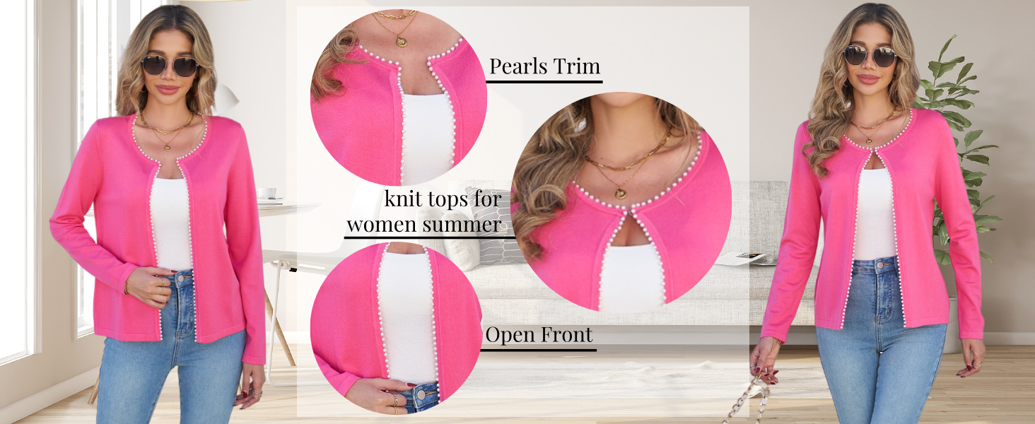 Fashion Pearl Trim Sweater Coat